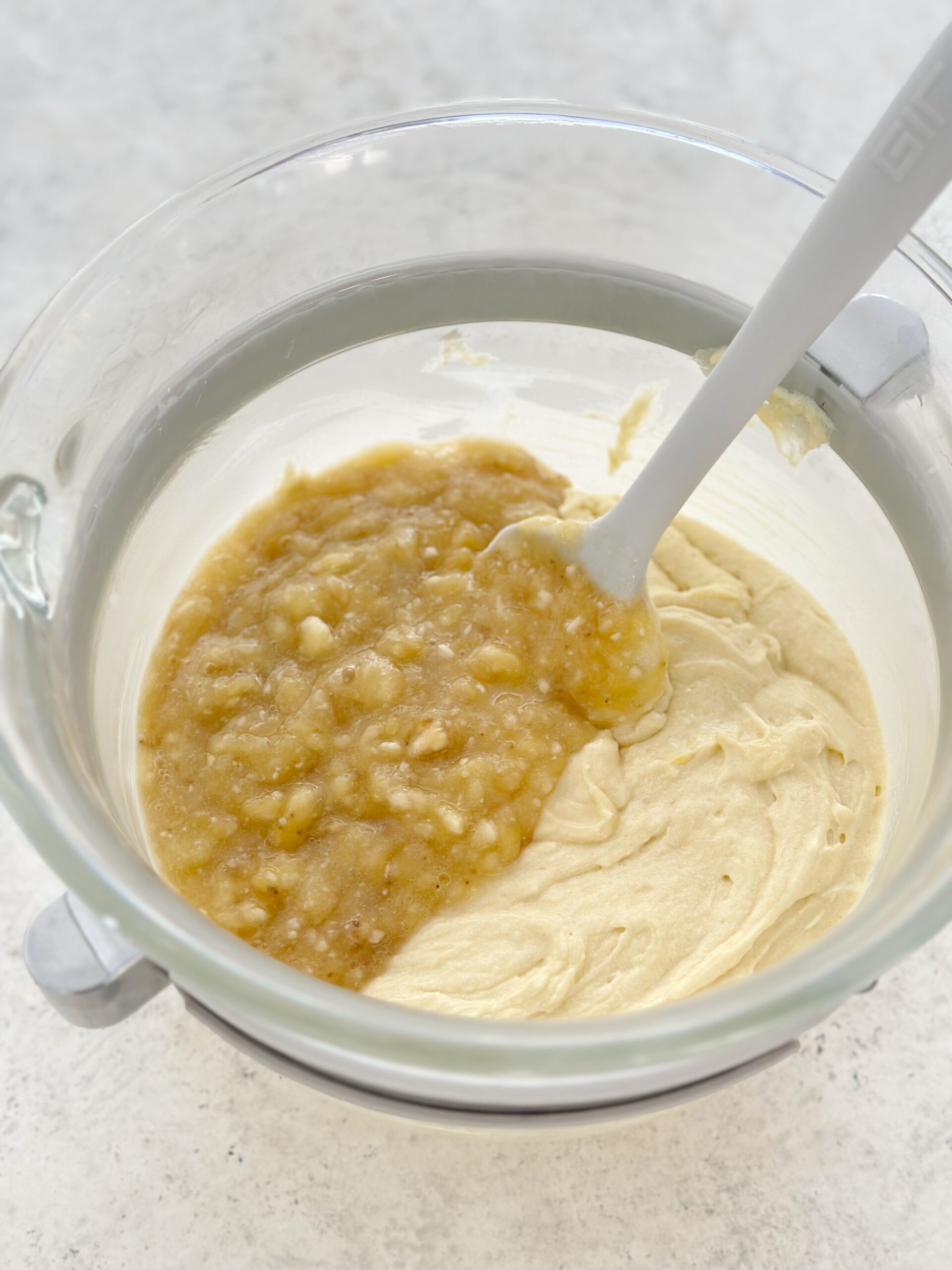 Mashed banana cake batter