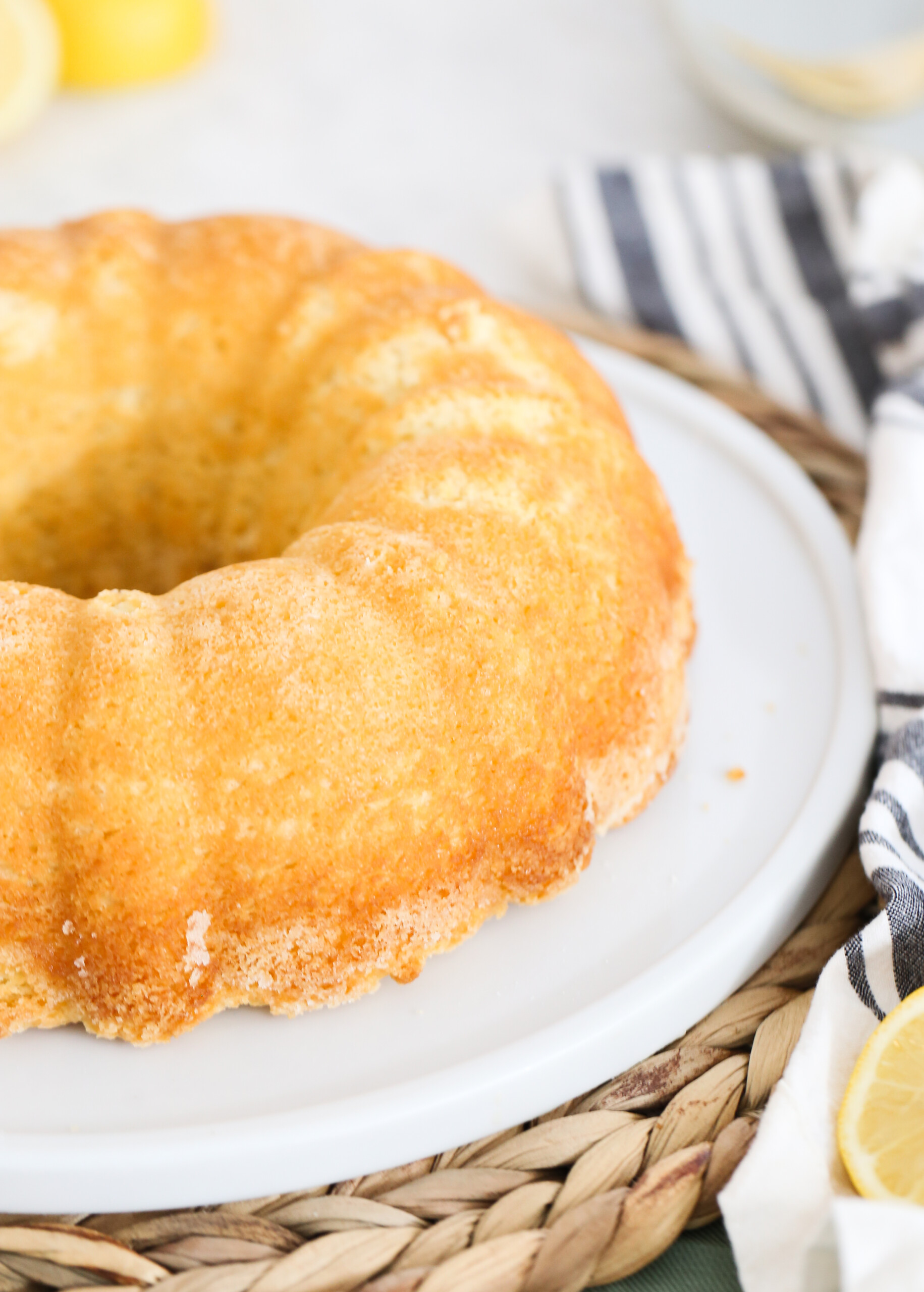 Lemon butter glaze picture showing unglazed bundt cake.